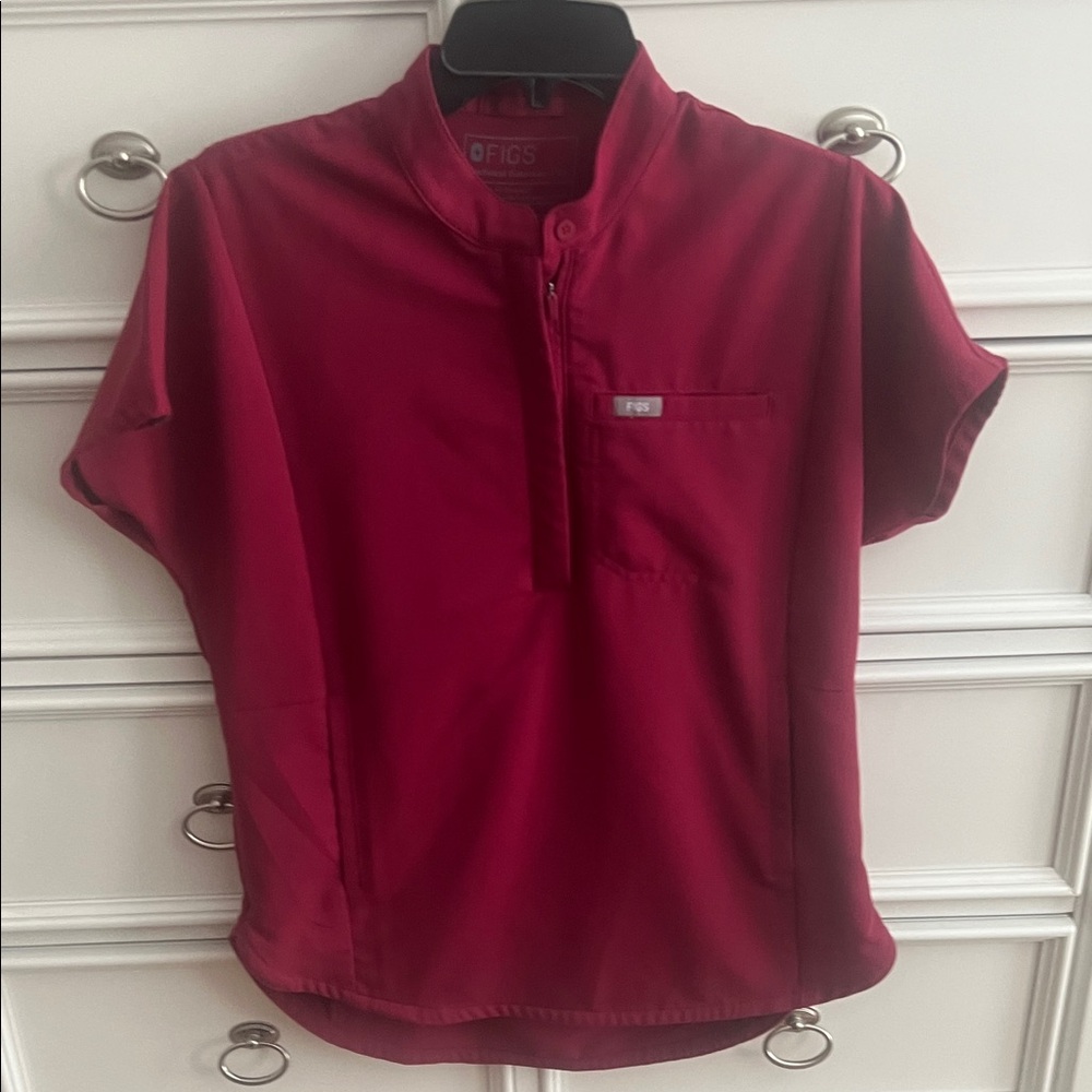 Figs deep cranberry Montex scrub top